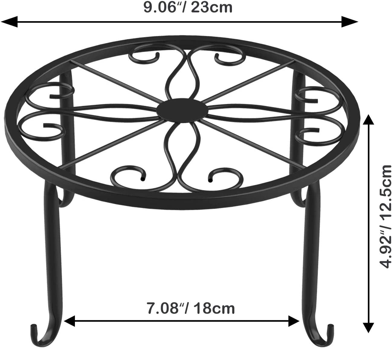 Metal Potted Plant Stands, 3 Pack 9" Heavy Duty Rustproof Iron round Flower Pot Stands, Indoor Outdoor Plant Holder Support Rack for Planter Flowerpot Patio Garden - Black